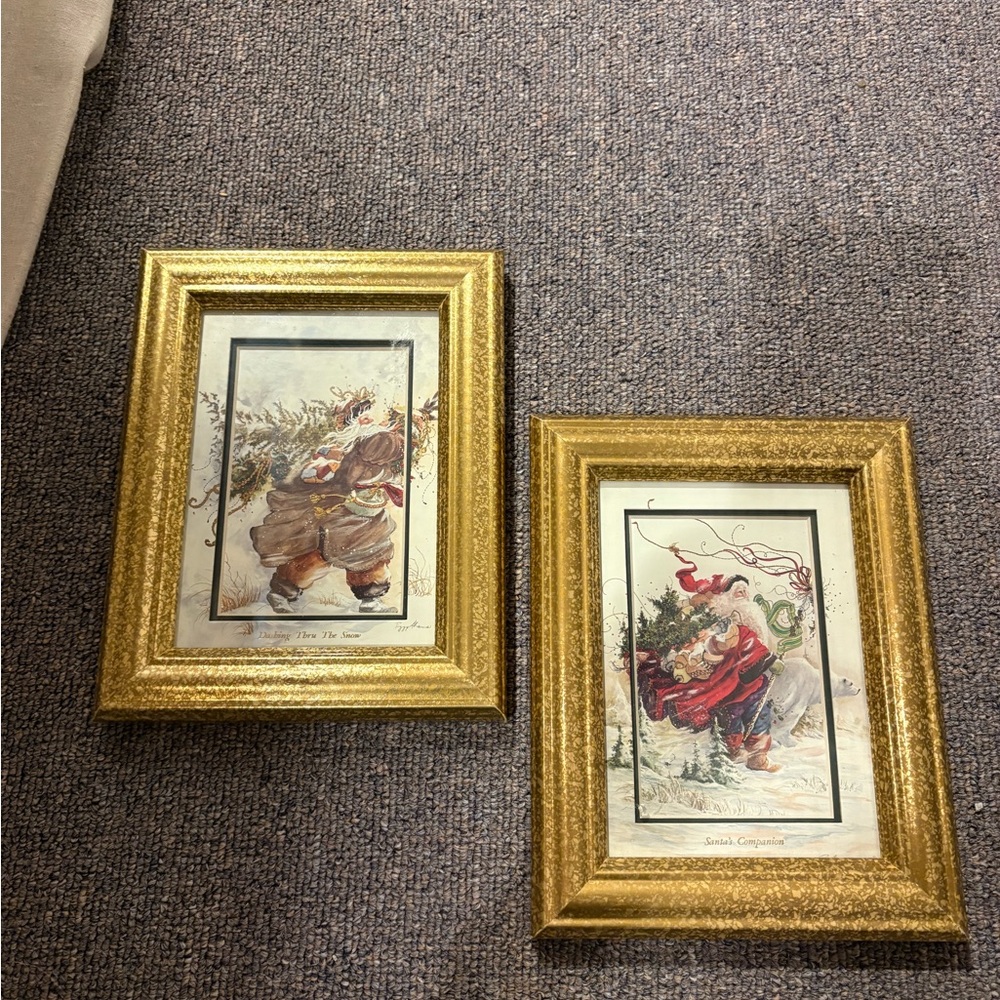 Gold Framed Santa Claus Art Prints
